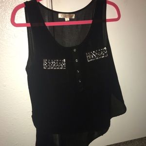 Small black rhinestone pocket tank